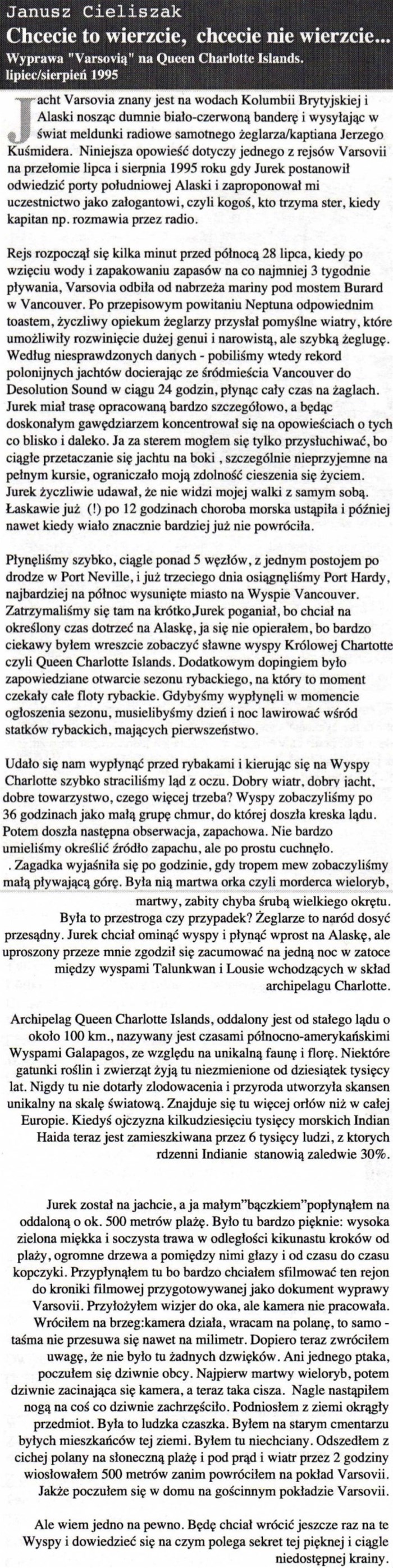 1995.07 Wyprawa Varsovia na Queen Charlotte Islands